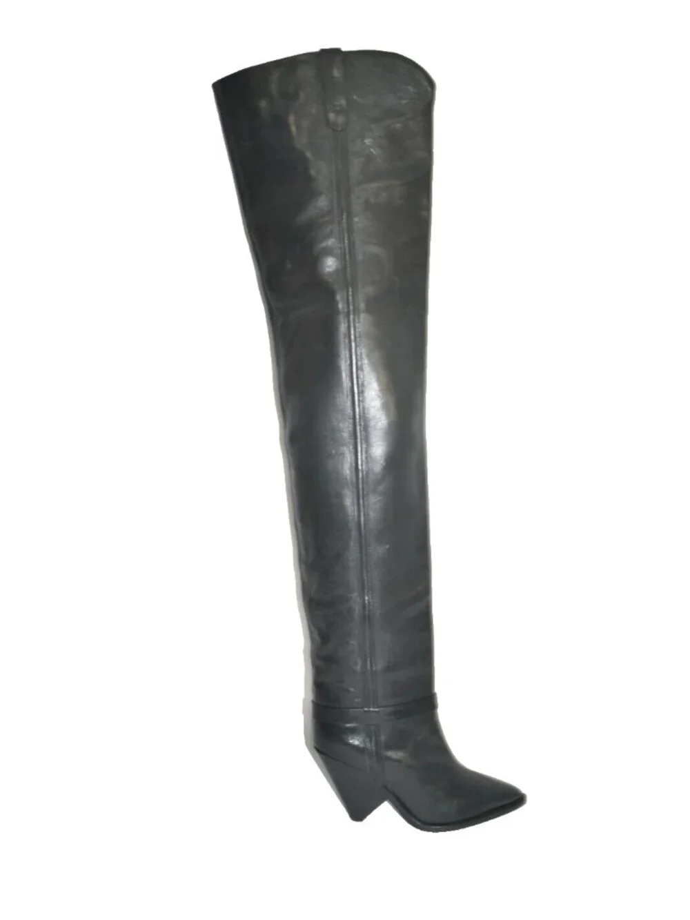 New! Isabel Marant Womens Black Lafsten 90MM Leather Thigh High Boots 36 6 DD38